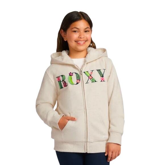 Roxy Girl’s Hoodie Sweatshirt Beige Size Small NWT - Picture 2 of 10